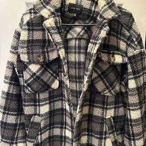 Love Tree Checkered Sherpa Jacket